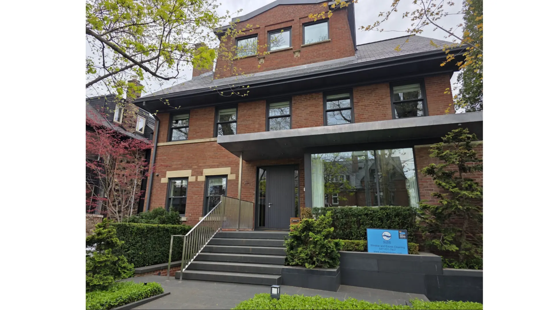 Eavestrough cleaning North York gutter debris removal and downspout flushing by SUDS