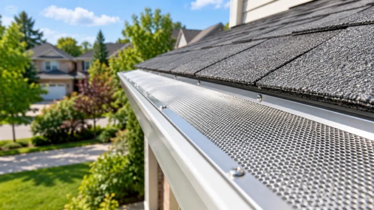 Micro-mesh gutter guard installed on a residential eavestrough